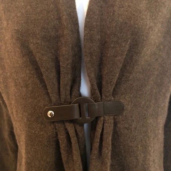 Fenn Wright Manson brown cashmere sweater brown faux leather front belt small - Picture 3 of 7